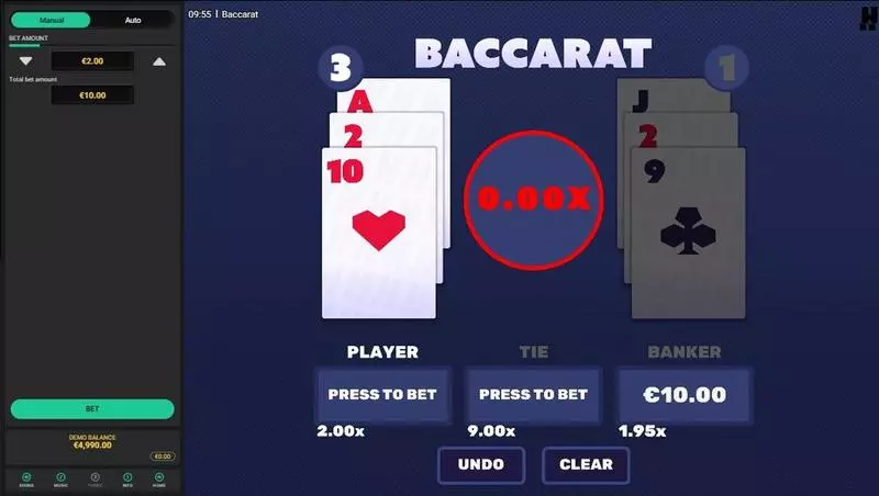Baccarat made by Hacksaw Gaming with 8 Deck